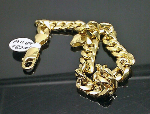 9 inch Gold Bracelet Men 10k Real Miami Curb Link Bracelet custom box Lock