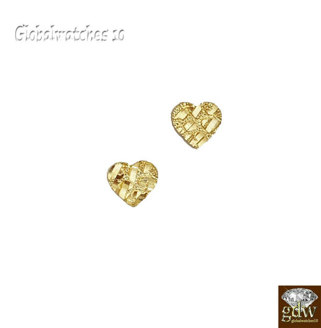 10k Gold Nugget Heart Earrings With Push Back Real 10kt Gold men Women