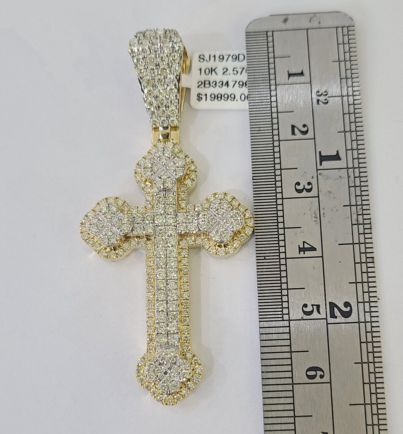 10k Yellow Gold Diamond Jesus Cross Charm Pendant Genuine Diamond Real