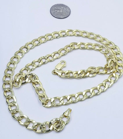 10K Yellow Gold Cuban Curb Link chain 10mm Necklace 18"-26" Men Women