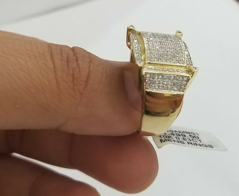 REAL 10k Men Yellow Gold Diamond Mens Casual Band 0.63 CT Size 10 Real Diamond
