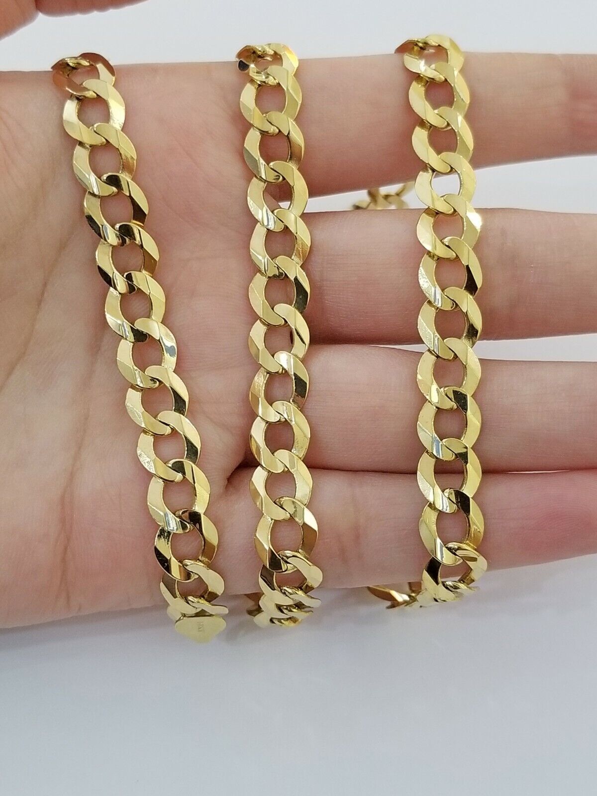 Solid 9mm 14k Gold Cuban curb Link chain Necklace 22 Inch Real 14kt Yellow Gold