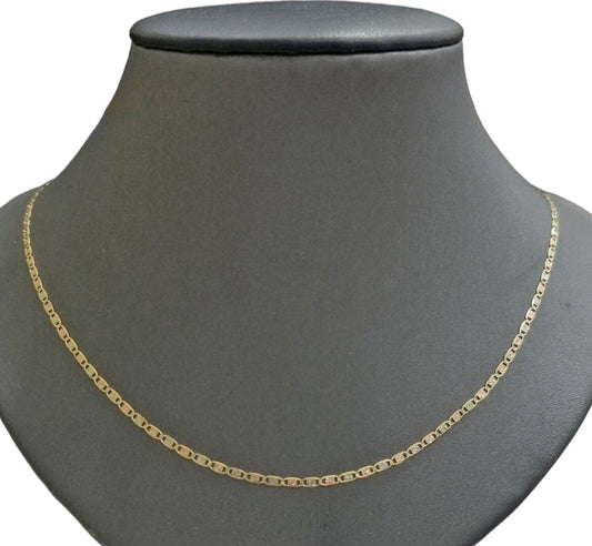 Real 10k Trio Gold Valentino Chain Necklace 2mm 16"  Inch Lobster Lock