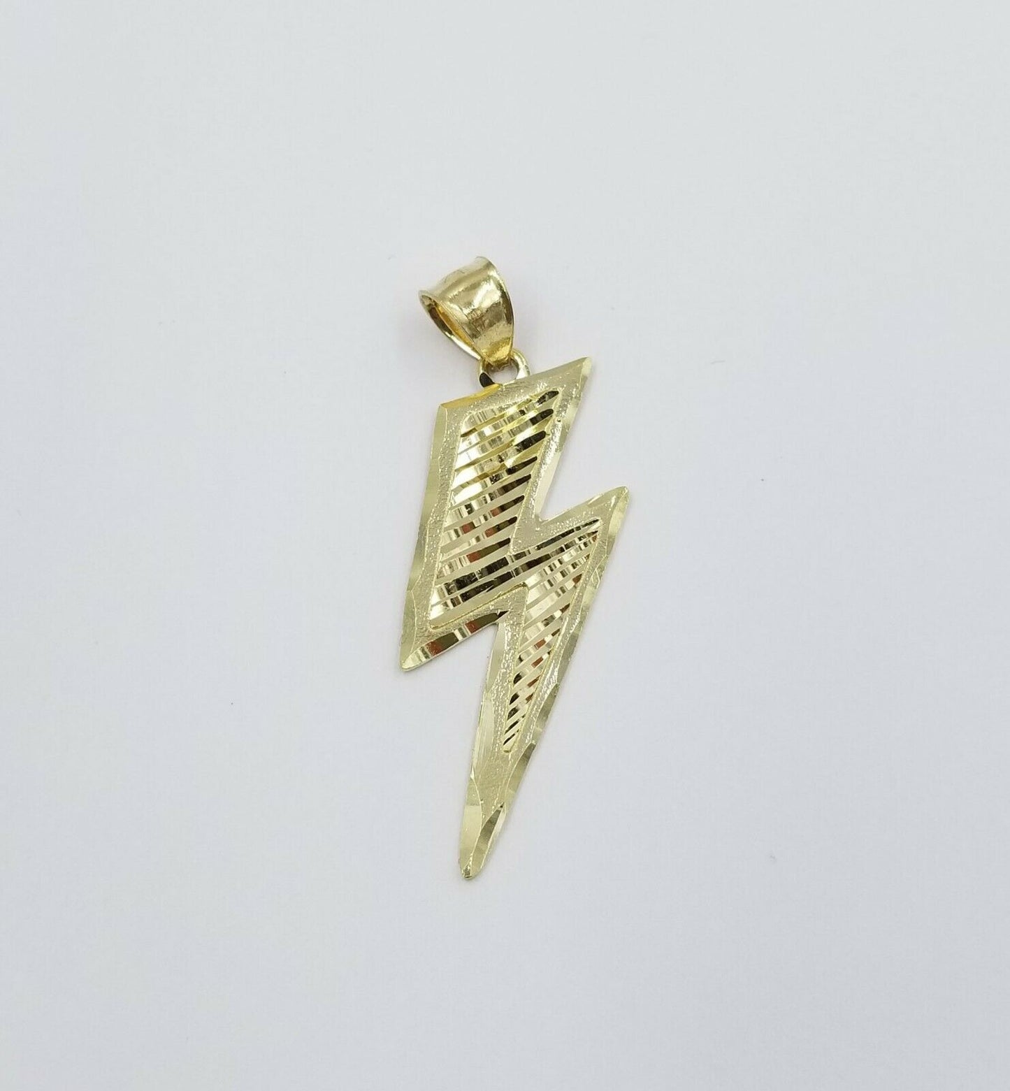 10K Yellow Gold Thunder Lightning Charm Pendant Diamond Cut Men Women REAL