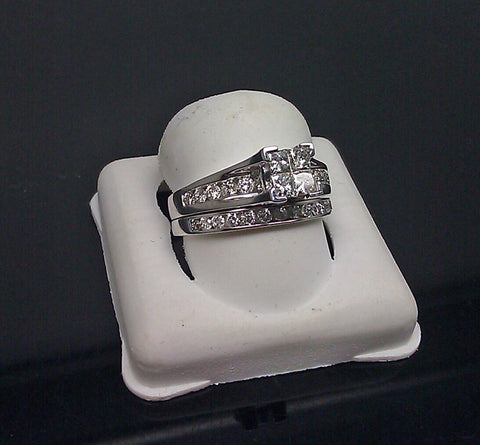 1CT Real Diamond 10k White Gold Ladies Ring Band Princess cut Wedding engagement