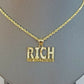 10k Yellow Gold RICH Or Nothing Charm Diamond Cut Pendant For Men Women Real