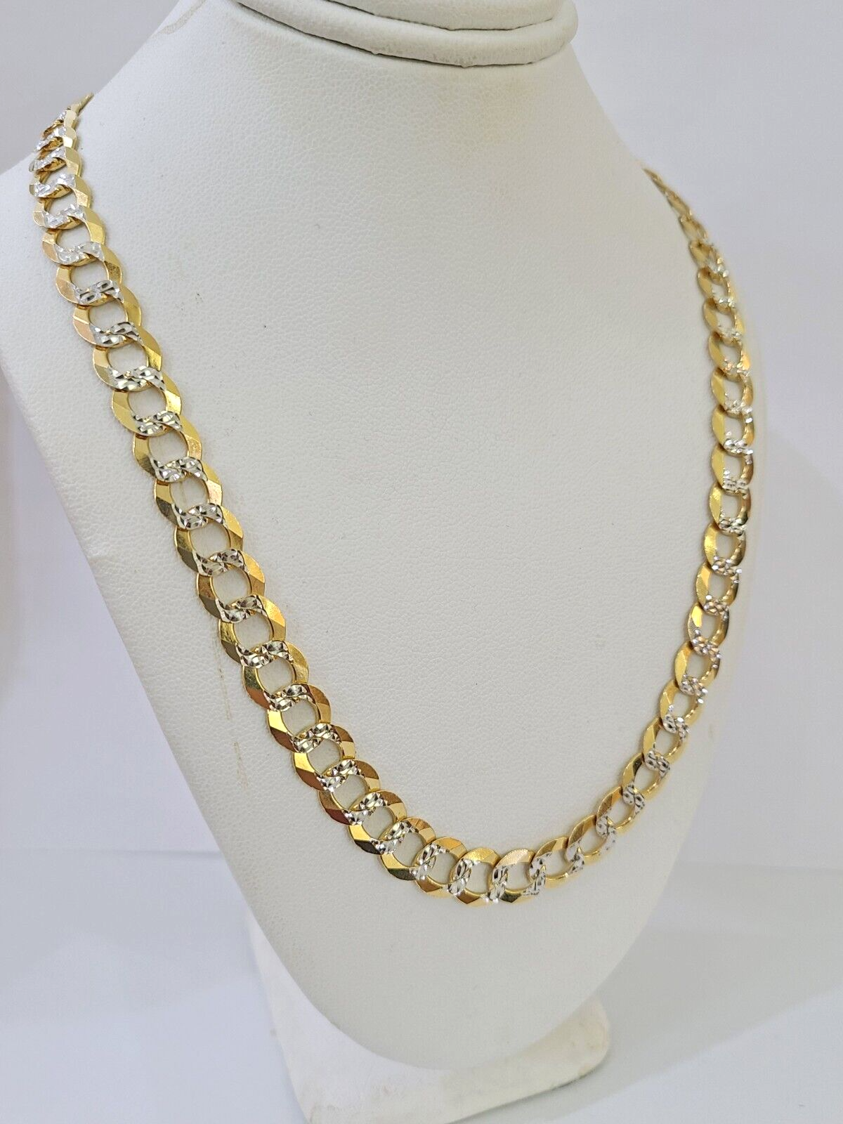 REAL 14k Solid Cuban Curb Link necklace with Diamond Cuts 24 inches 8mm 14kt