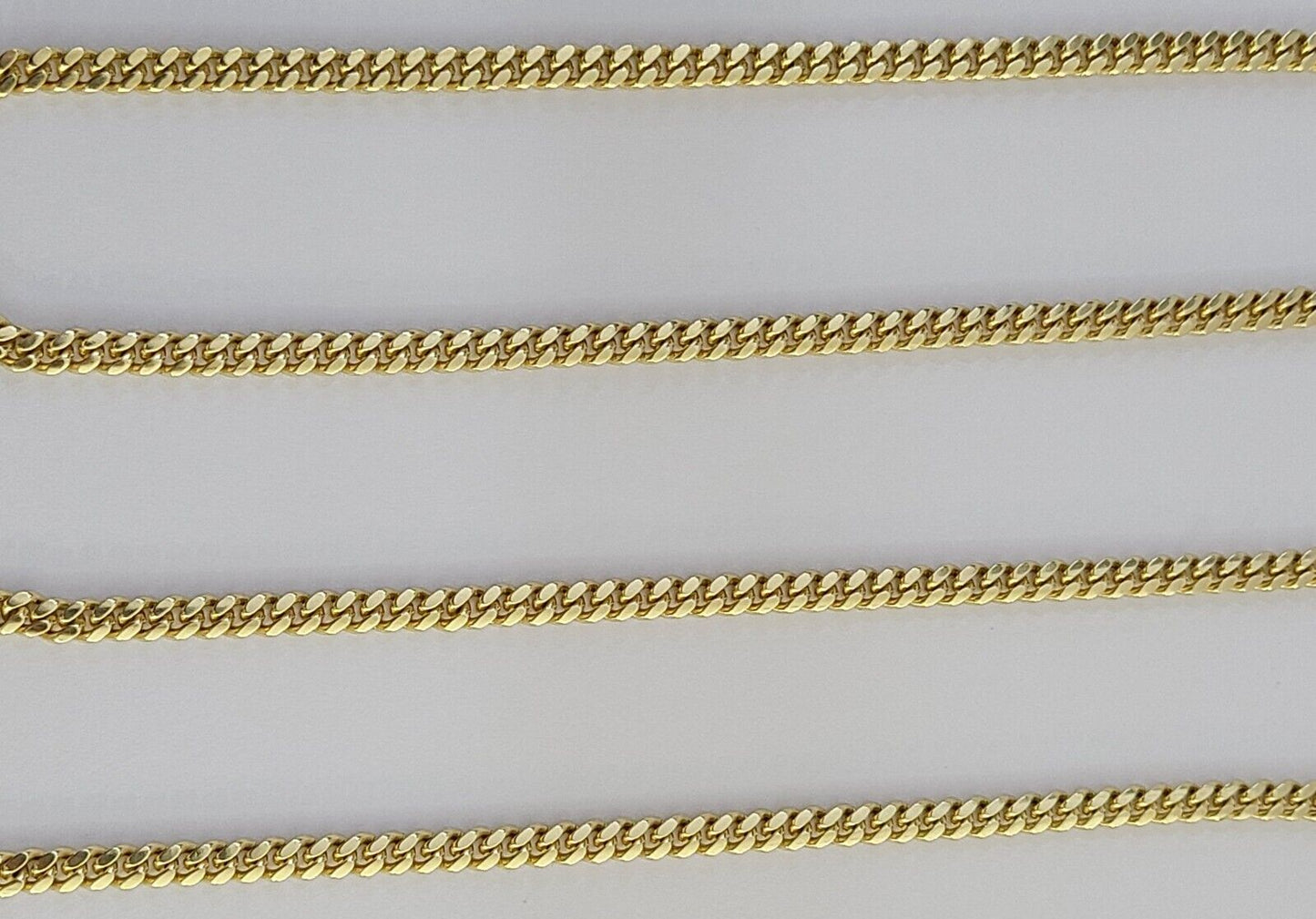 10K Solid Yellow Gold 4mm Miami Cuban Link Chain Necklace 20" Two Chains