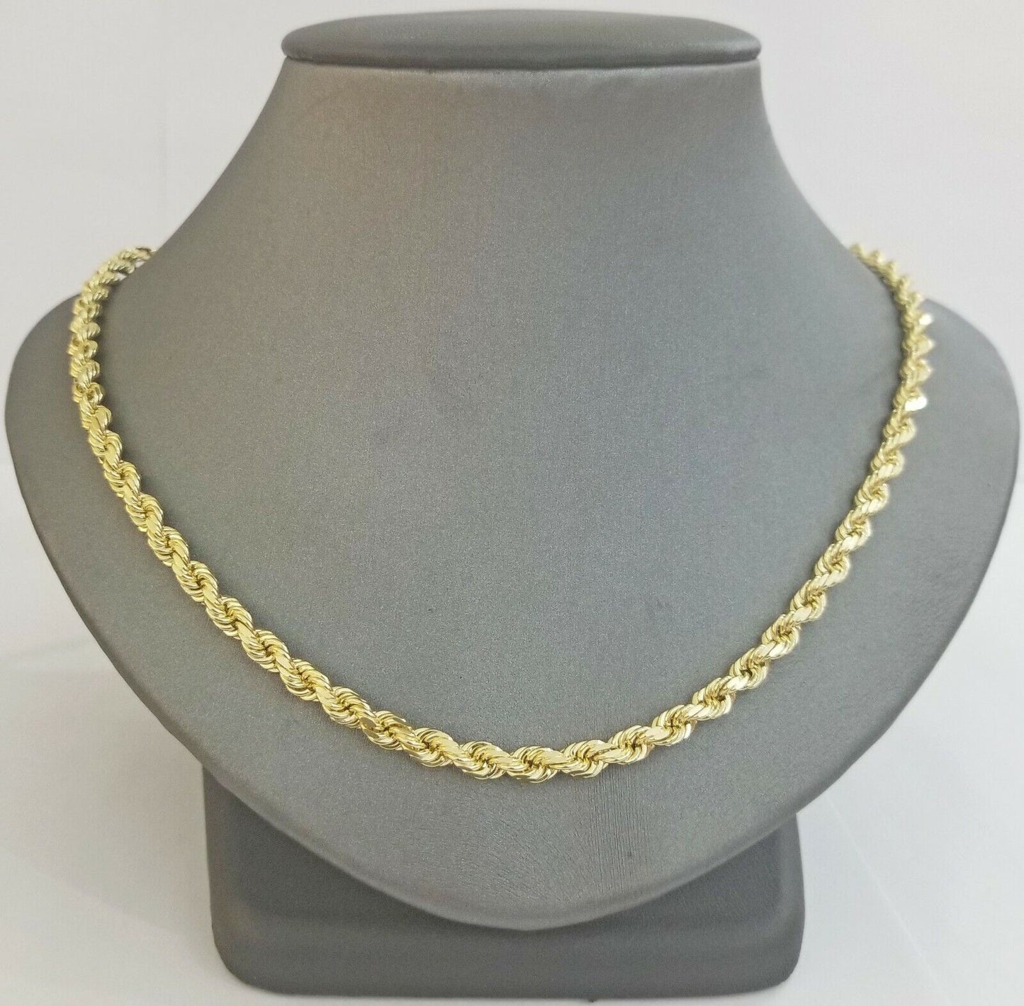 Real 14K SOLID Yellow Gold Rope Chain 4.5mm 26 Inches necklace Lobster Lock 14kt