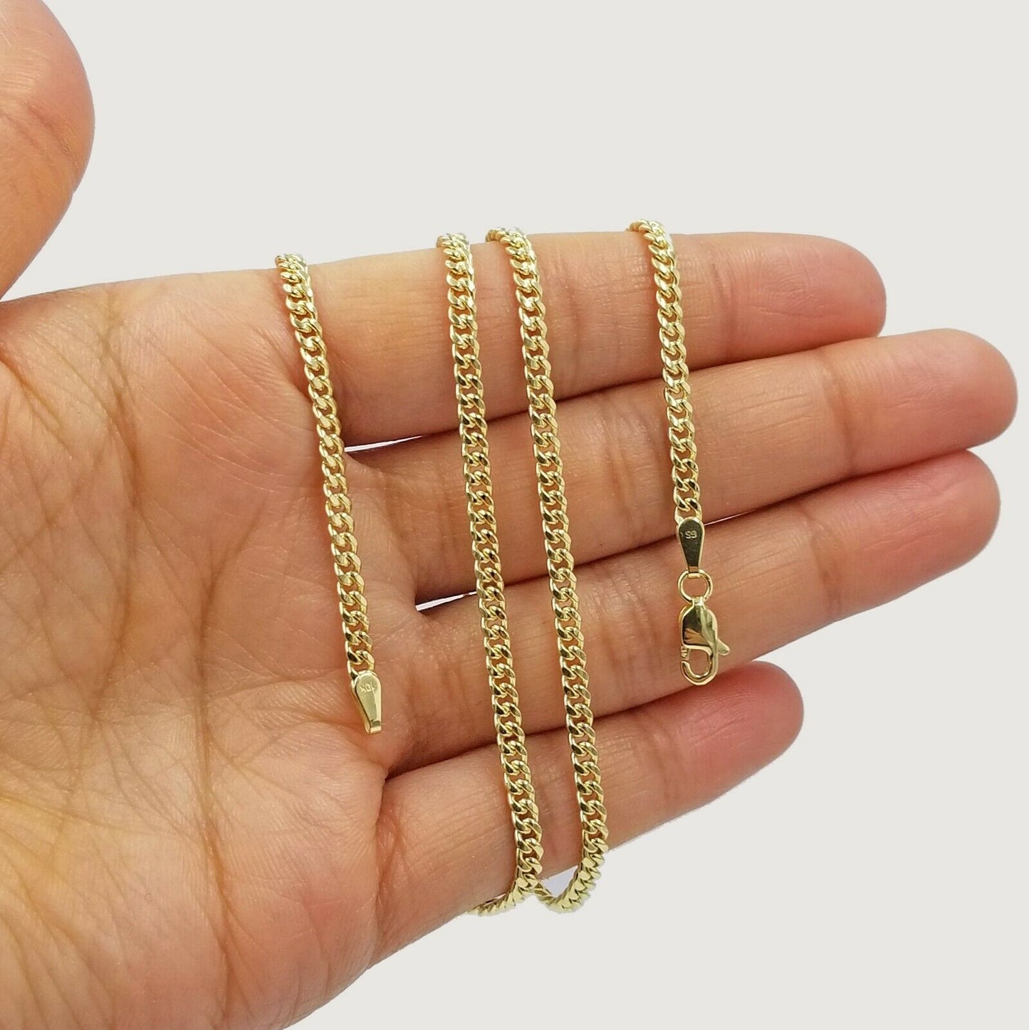 14K Yellow Gold Miami Cuban Link Chain Necklace Lobster Clasp 3mm 24 inches