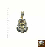 10k Gold Pendant Men Diamond Pharaoh Head Pendant Charm