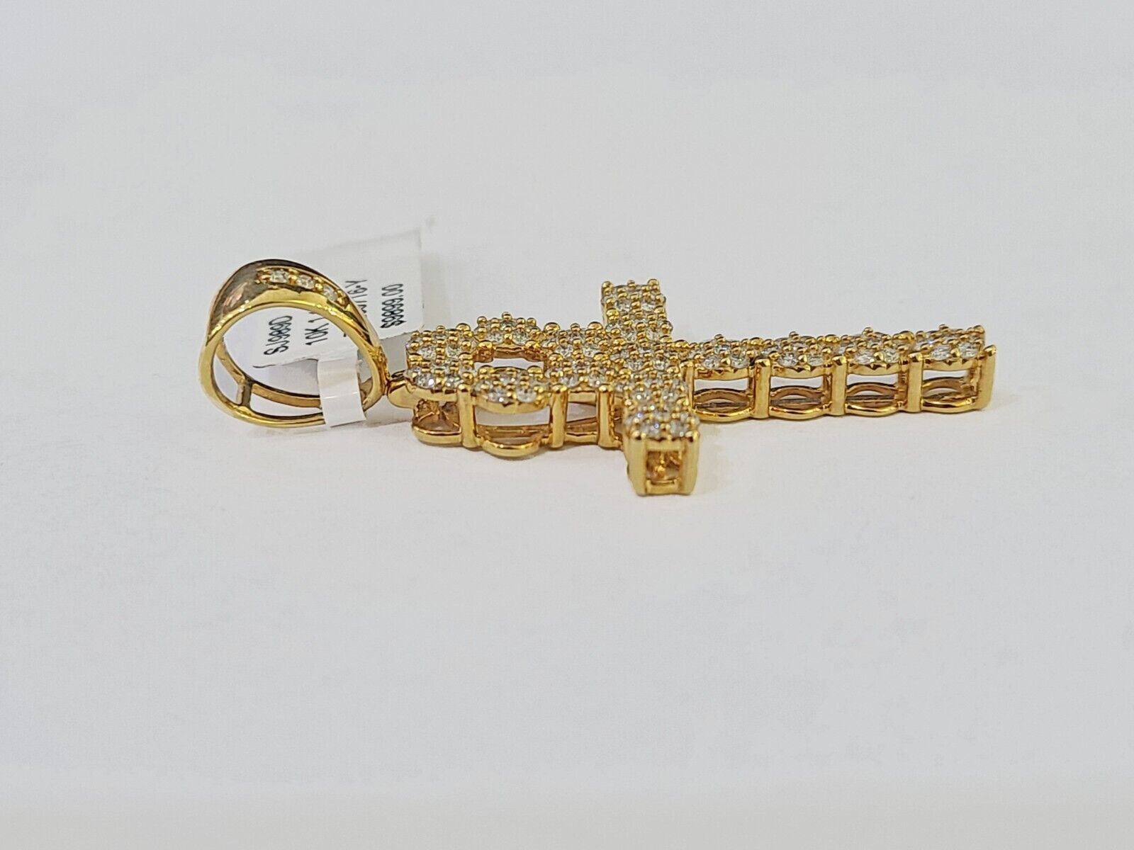 10k Yellow Gold Diamond Jesus Cross Charm Pendant Genuine Diamond Real