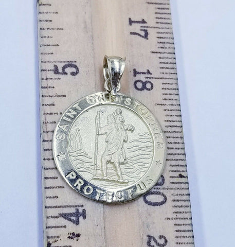 10k Yellow Gold Saint Christopher Pendant Charm 2.5mm 18"- 28" Rope Chain Real