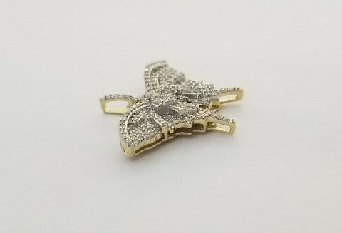 Real 10k Gold Genuine 0.50 CT Diamond charm, butterfly design diamond pendant