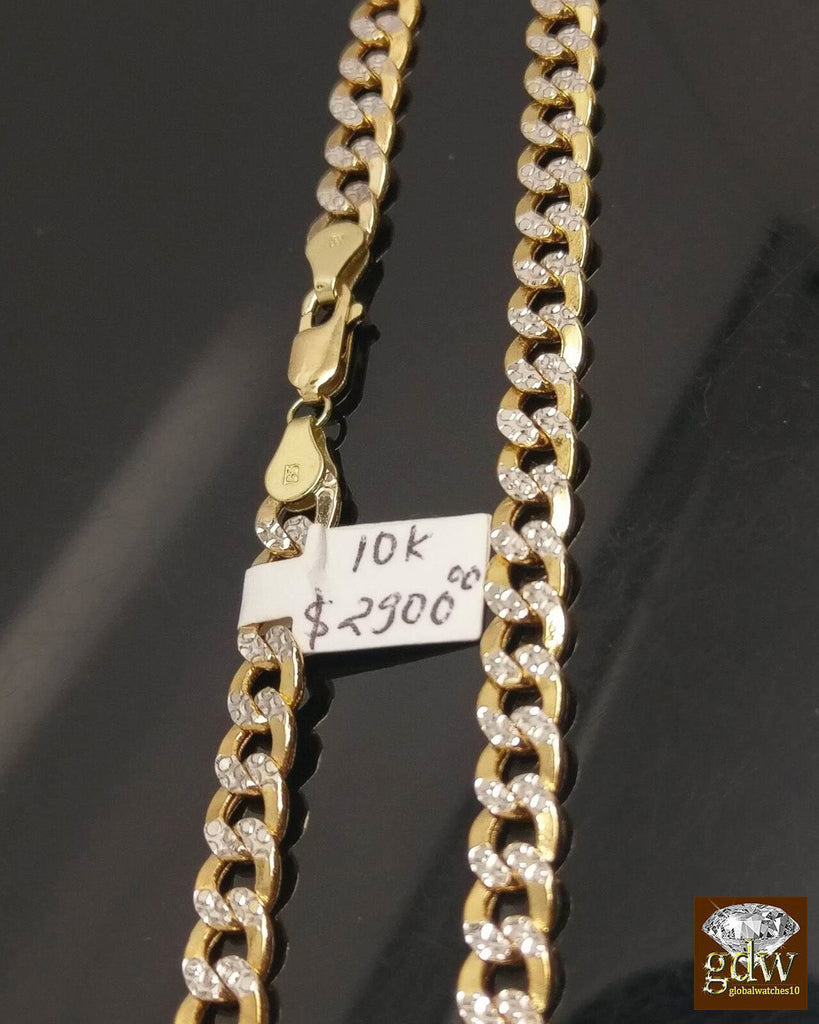 REAL 10k Yellow Gold Cuban Link Chain Necklace Diamond Cut 6mm 24" 26" 28" 30"