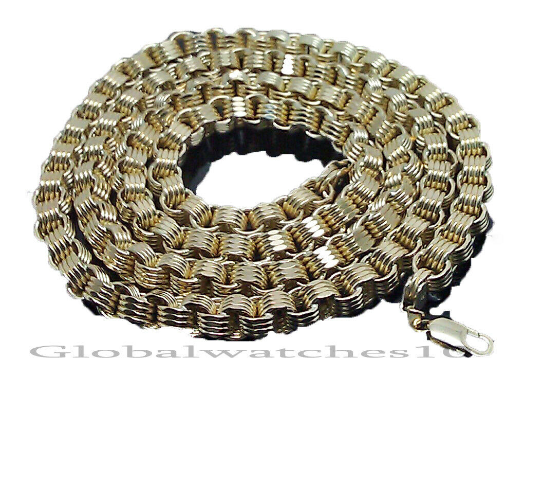 10k Yellow Gold Byzantine Chain Men's Necklace 10 MM 30 Inches, Thick,Real, Box