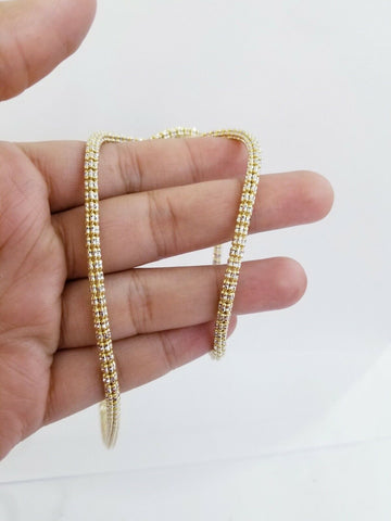 Real 10k Yellow Gold 4mm Tennis Chain 22" Diamond Cut Lobster Clasp