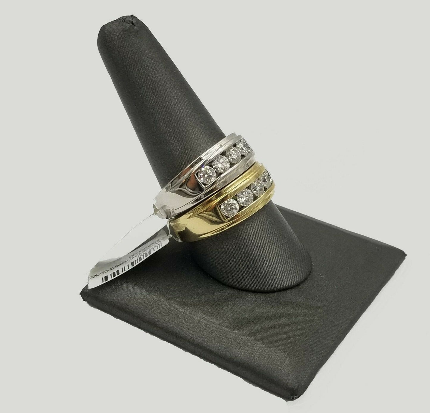 Men's 14k Gold Band Wedding Ring 1CT Solitaire Diamond Yellow White gold Sizable