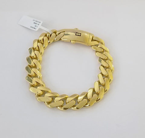 10K Real Yellow Gold Miami Cuban Monaco Chain 9" Bracelet 7mm 11mm 13mm 17mm