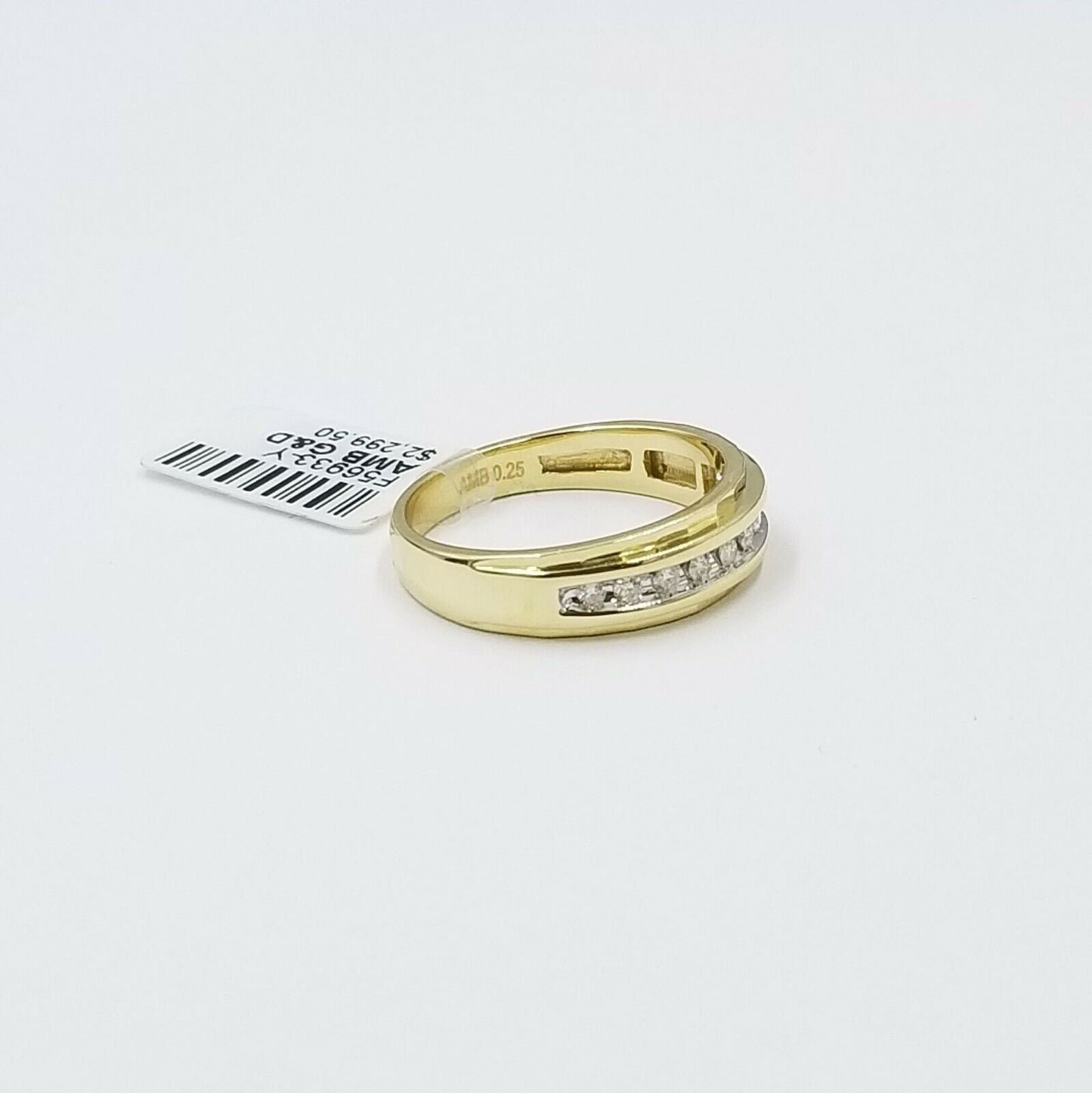 10K Yellow Gold & Diamond Wedding/Engagement Band Diamond Cut Ring Men's