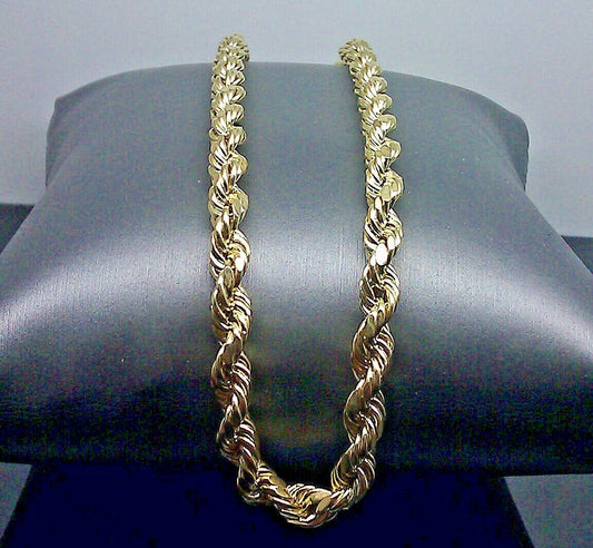 Real 10k Yellow Gold Rope Chain Necklace 30" 6mm Mens Diamond Cut