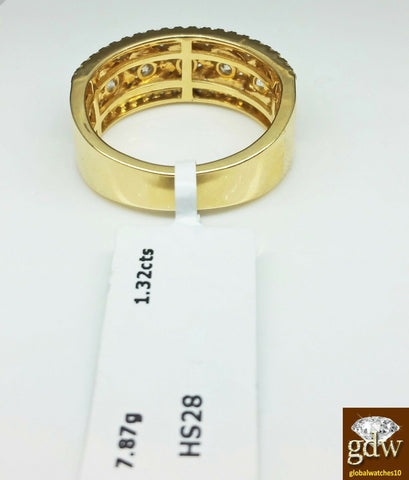 14k Real Yellow Gold & Diamonds Band/ Ring, Big Diamonds, Band/ Pinky Ring