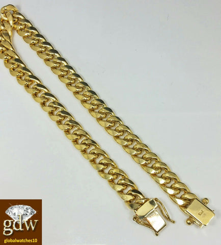 Real 10k yellow Gold Miami Cuban Bracelet 9" Inch Long 7mm Box Lock Unisex