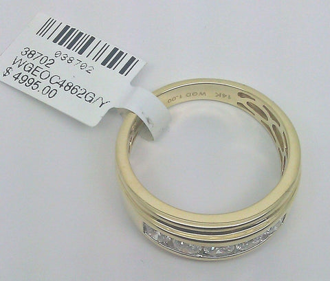 Men 14k Yellow Gold Wedding Band Ring Genuine 1 CT Diamond SIZE 9