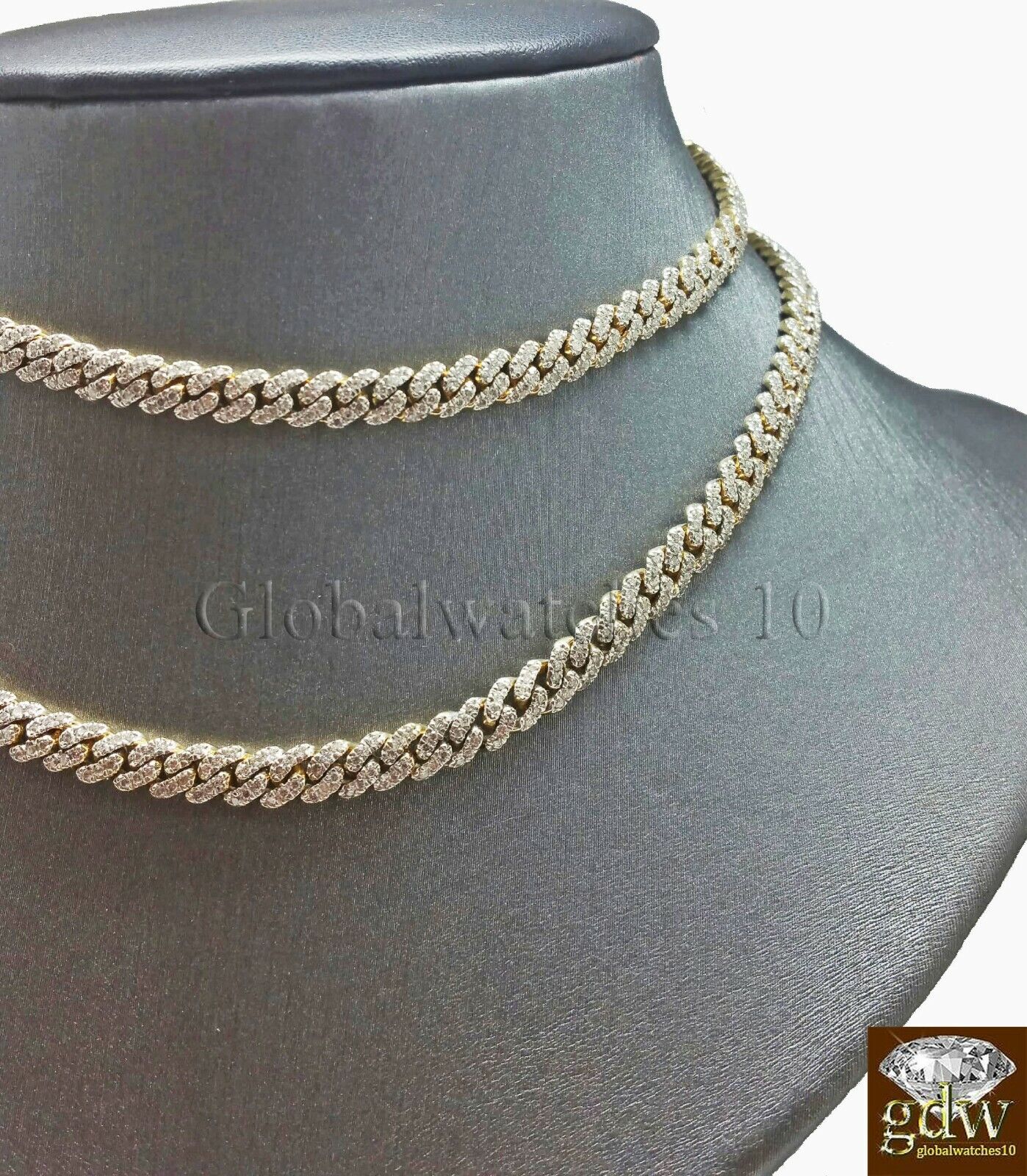 Real 10k Yellow Gold & Diamond Cuban Link 18" Chain 4.33 CT Diamond Box Clasp