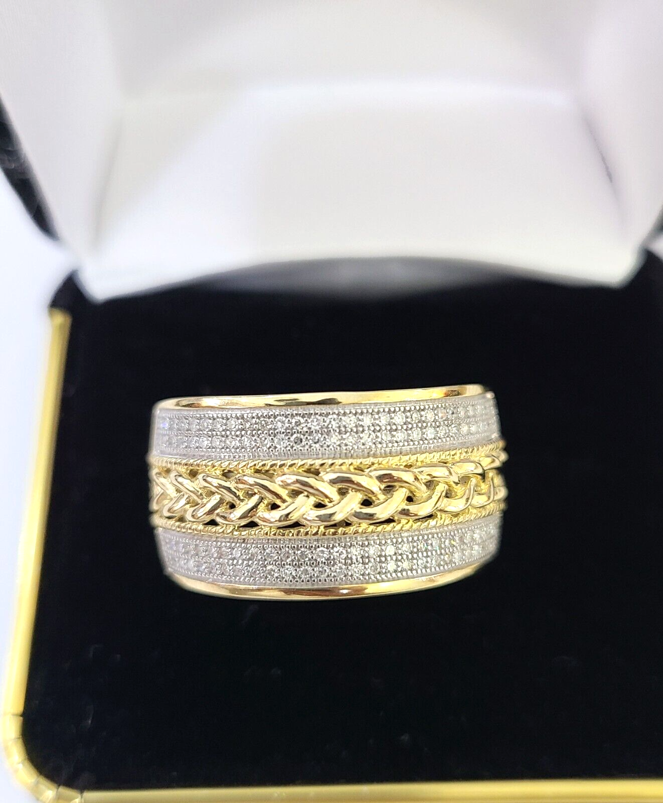 Real 10k Yellow Gold Diamond Mens Ring Band Wedding Genuine Natural