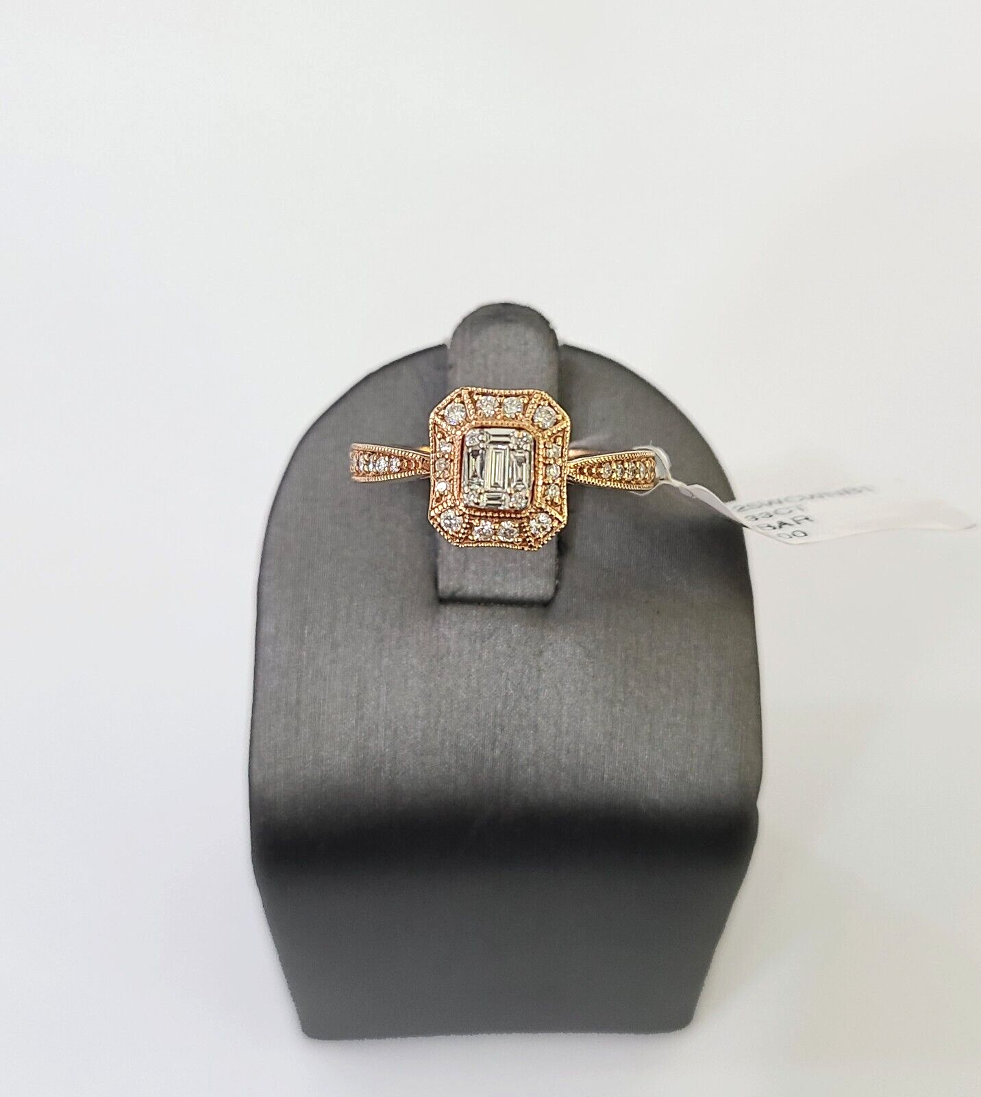 REAL 14k Rose Gold Diamond Ladies Ring Octagonal Shape Women Engagement Wedding