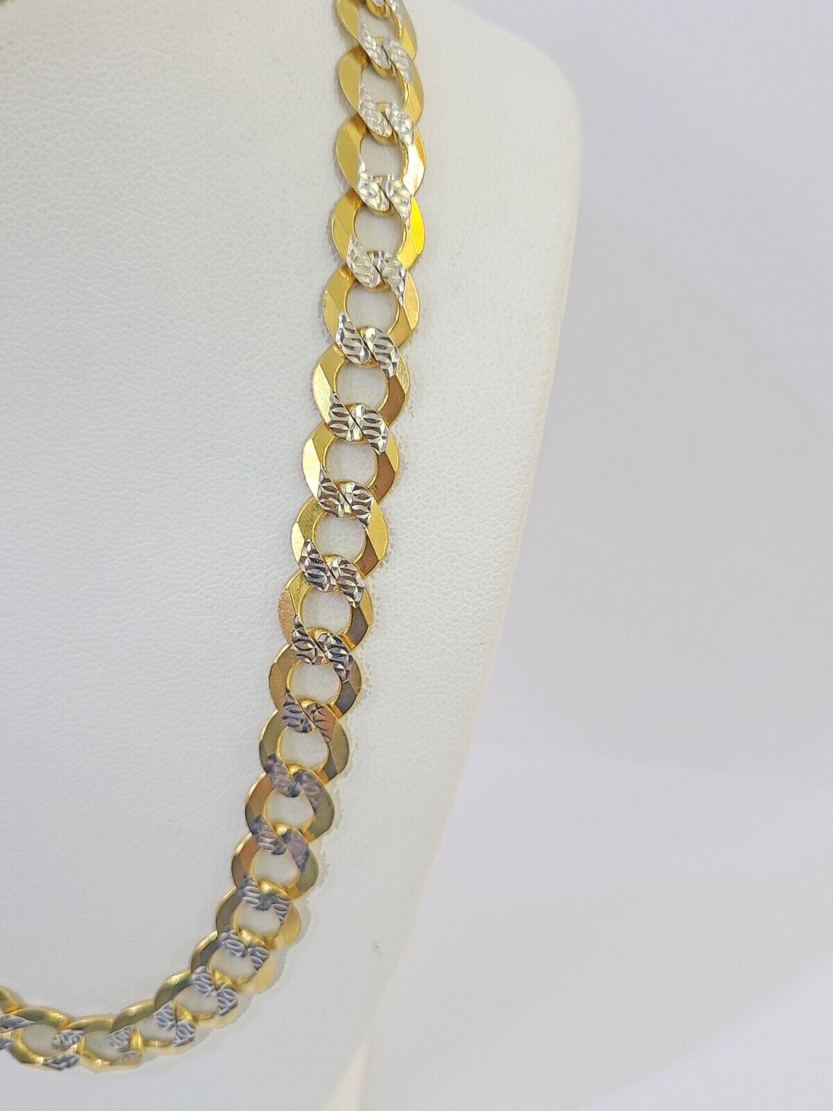 Real 10k Yellow Gold Cuban Curb Link Chain Solid 9mm 20" Gold Diamond cut