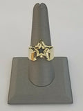 10k Yellow Gold Double Star Men Ring Diamond Cut Design pinky 10.5