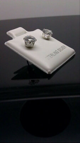 Real 925 Sterling Silver Earrings 4mm CZ Stud,Prong Setting FREE SHIP,Push Back