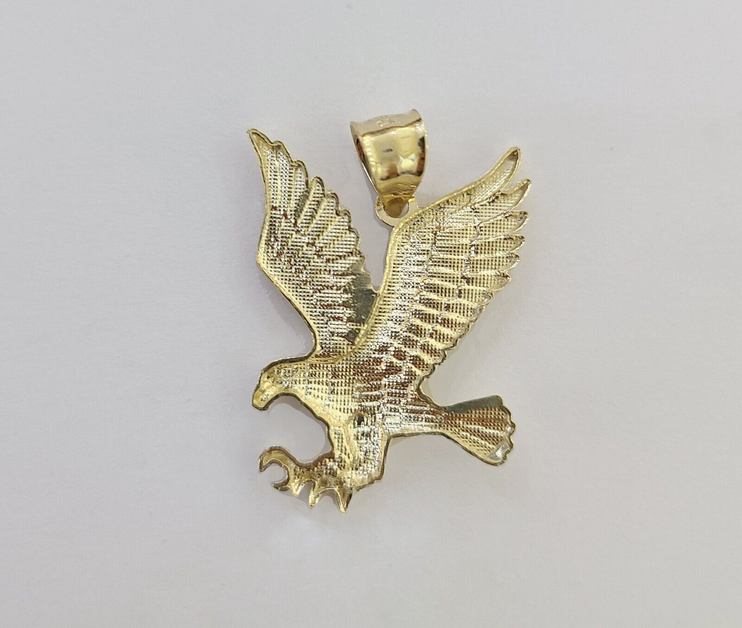 10k Yellow Gold Flying Eagle Charm Pendant For Men Women 1" Inch Bird 10kt Real