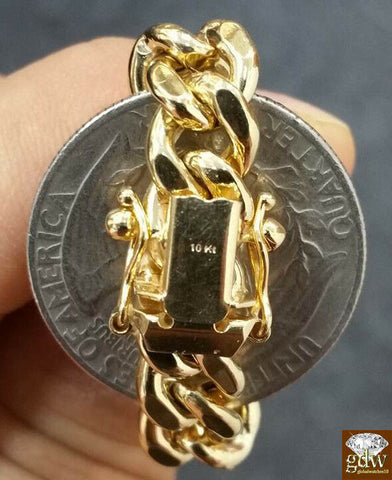 8mm 10k Gold Miami Cuban link Bracelet 7.5" 8" 8.5" 9" REAL 10kt Yellow Gold