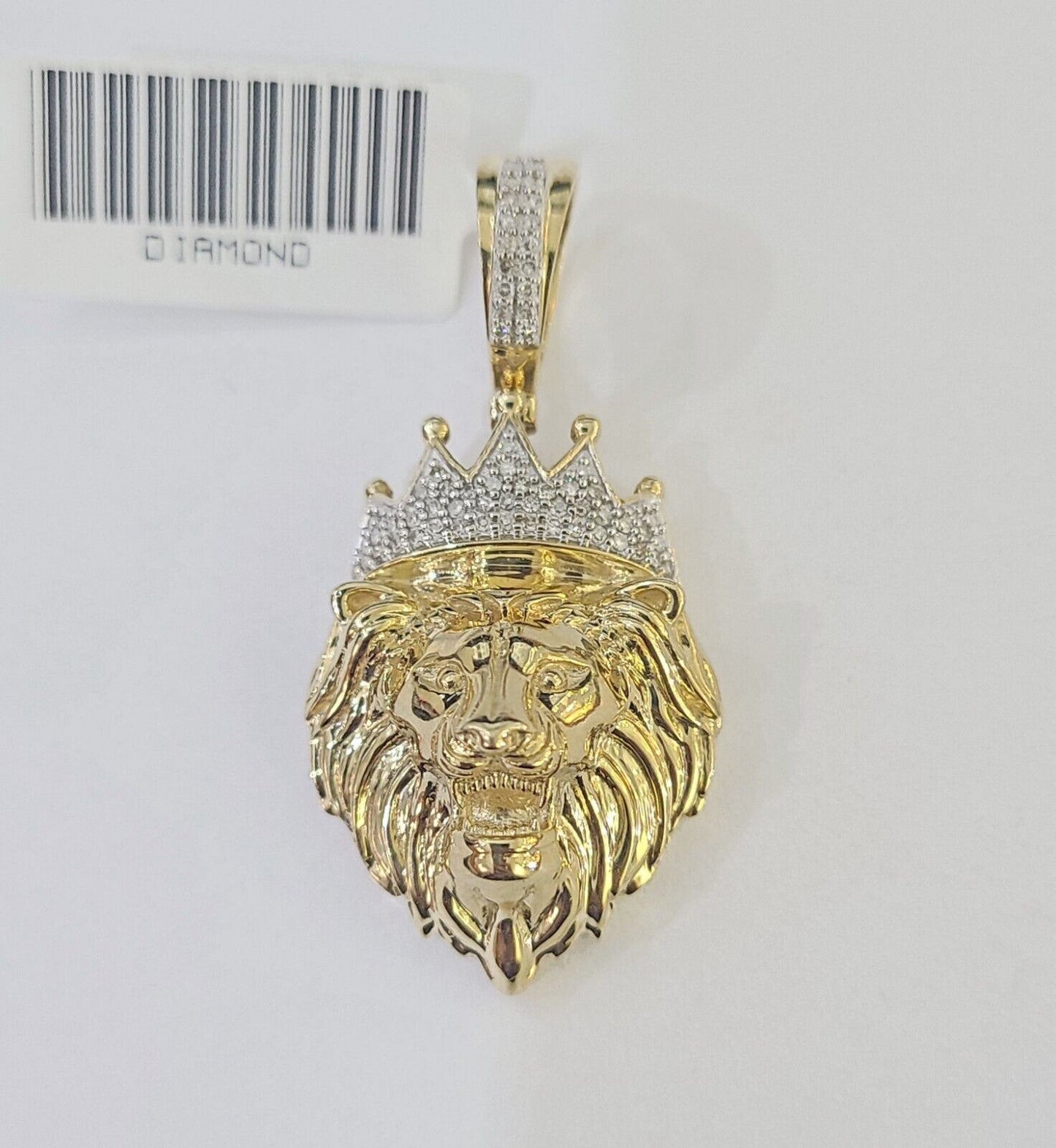 Real 10k Diamond Lion Charm Byzantine Chain Necklace 3mm 22" SET 10kt Genuine