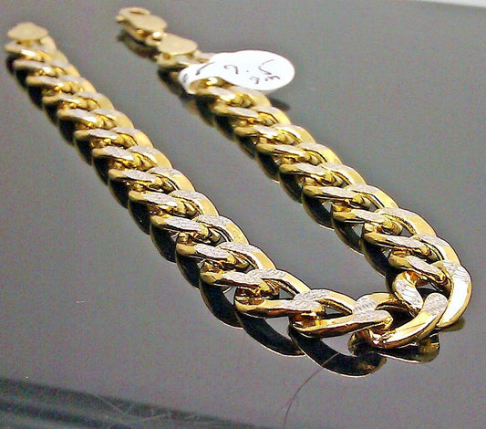 Real 10k Yellow Gold Cuban Curb Link Bracelet 9" Inch 8mm,Rope, Franco,Turkish N