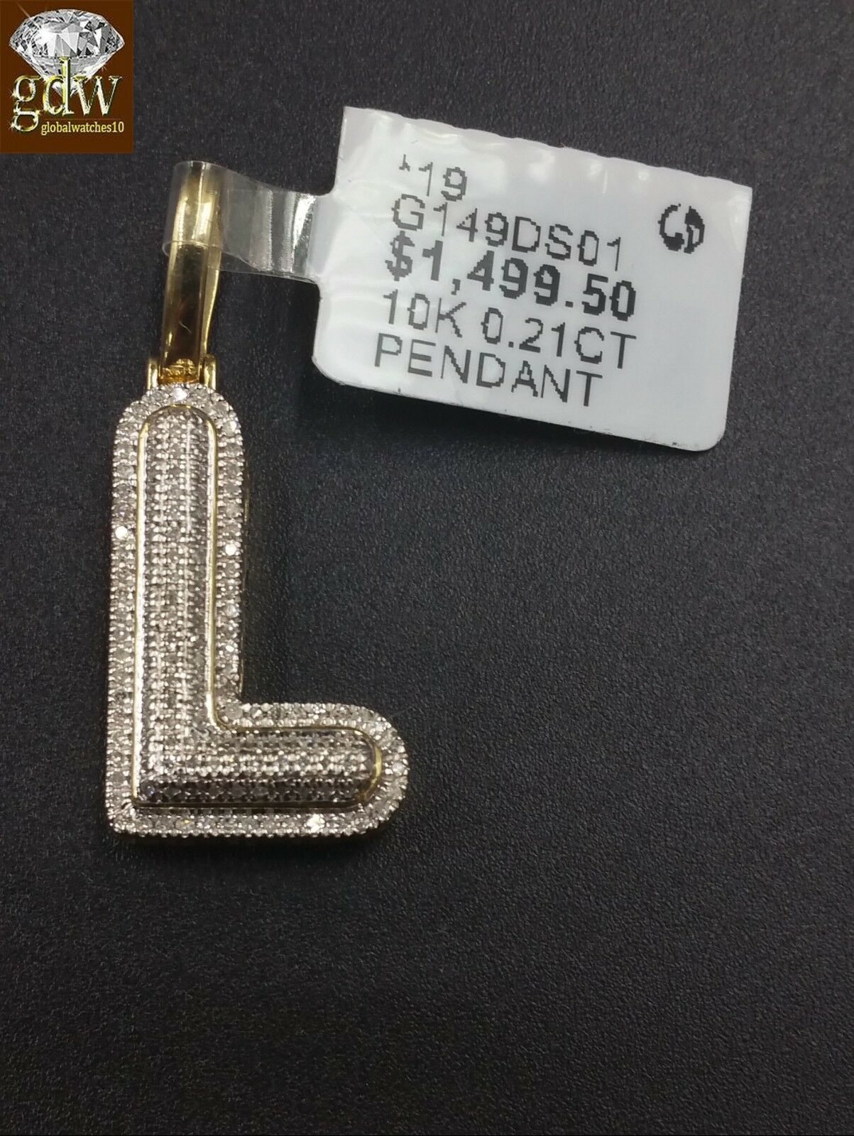 10k Yellow Gold Diamond Bubble Letter A-Z Initial Charm Pendent Real Diamond