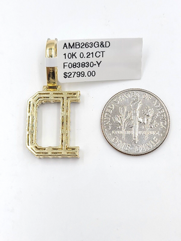 Real 10k Gold & Diamond Letter "D" Initial Alphabet Charm/Pendant 1.25".