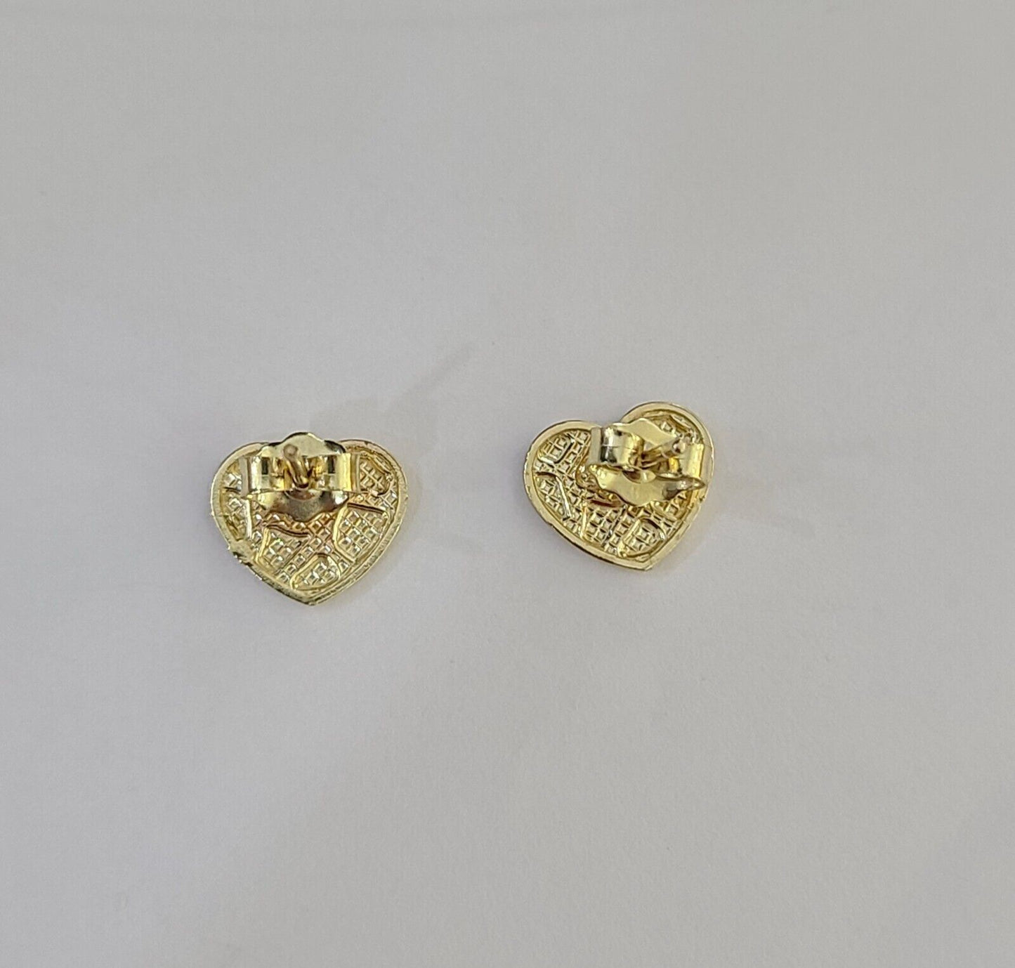 10k Gold Nugget Heart Earrings With Push Back Real 10kt Gold Studs