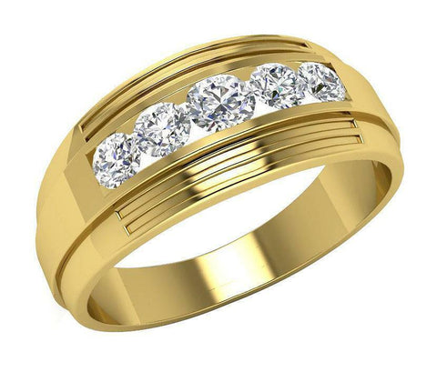 Mens 14k White ,Yellow ,Rose Gold Wedding Ring Band,Genuine 1 CT Round Diamond N