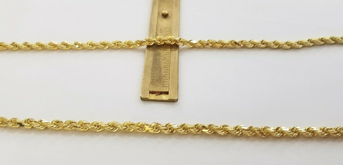 14k Yellow Gold Rope Chain necklace 4.5mm 24Inch diamond cut men women Real 14kt