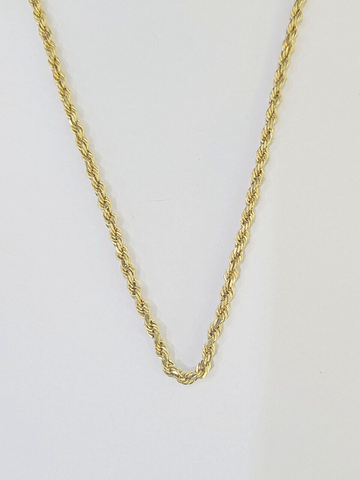 10k Real Solid Yellow Gold Rope Chain Women Men Diamond Cut 3mm 22 Inches