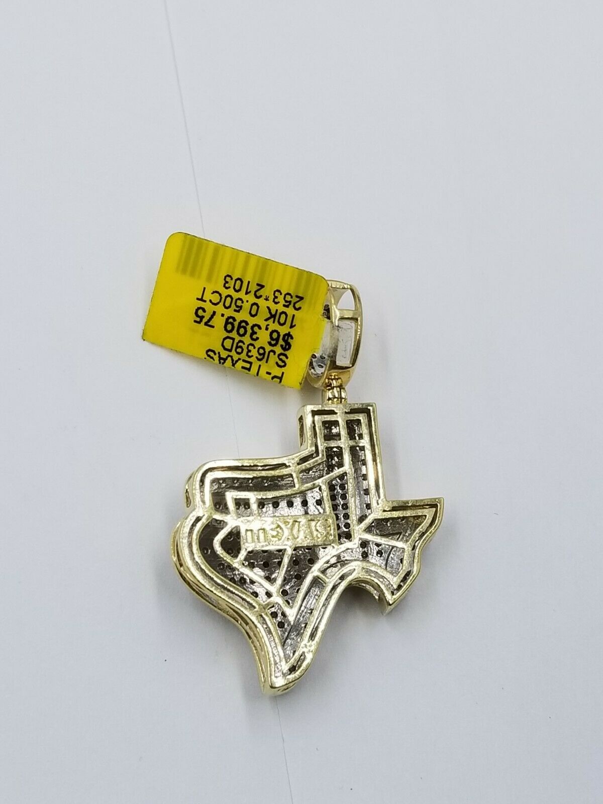 REAL 10k Diamond Pendant Texas Map Charm Genuine 0.50CT Yellow Gold Mens