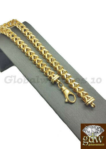 10k Gold Bracelet for Men Franco Bracelet with Lobster Clasp 6mm