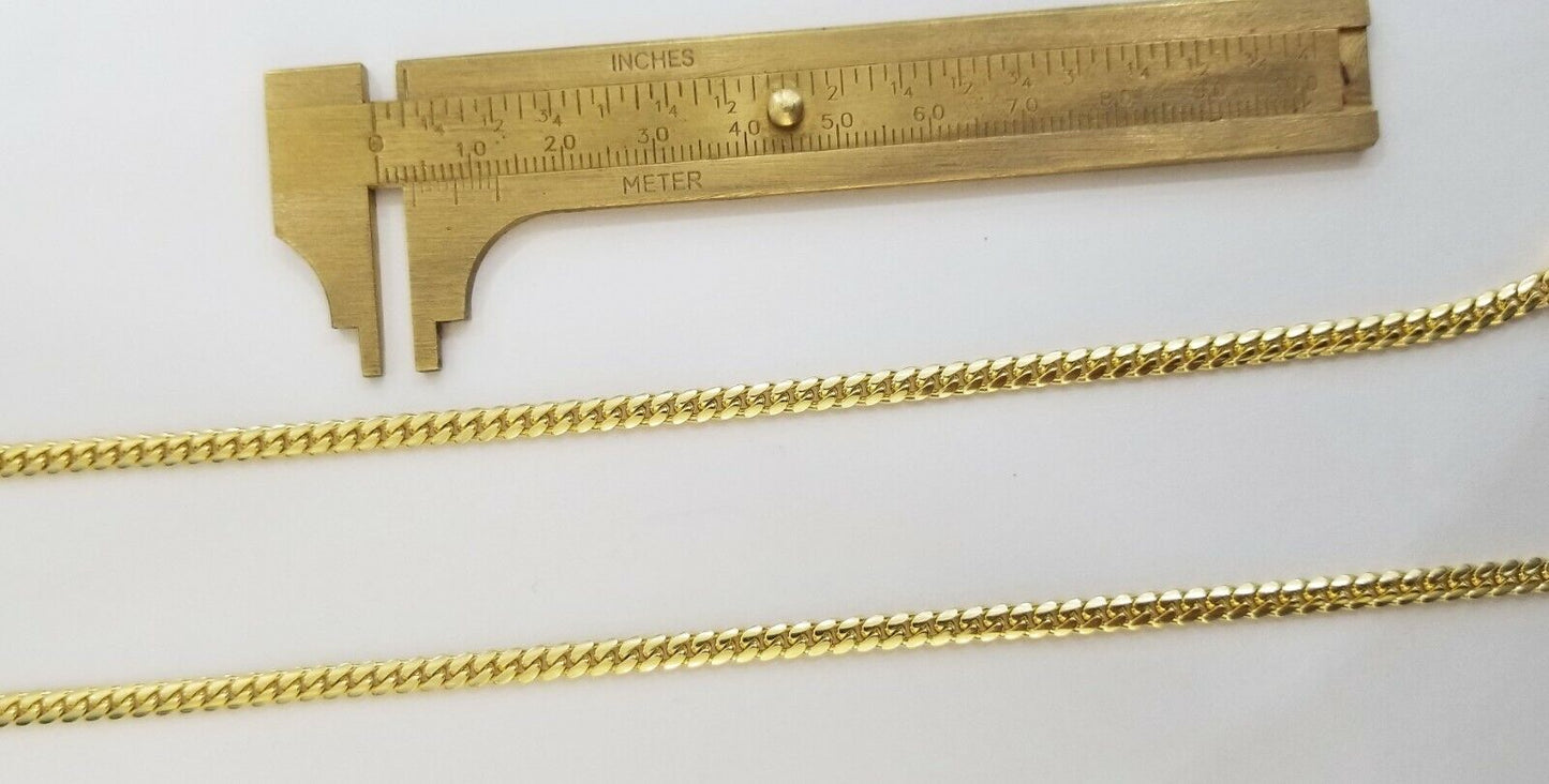 ladies 14k Yellow Gold Necklace Chain Women Cuban link  4mm 18" Box Lock