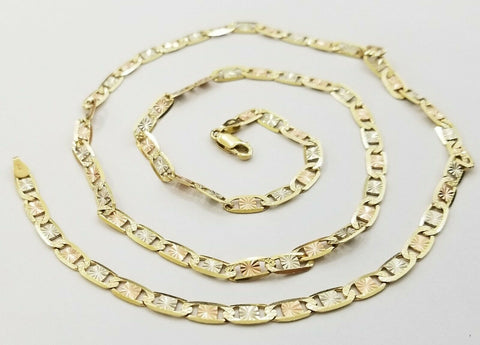 14k valentino Trio - Gold Women's Link chain 26" necklace 5mm with Diamond Cuts