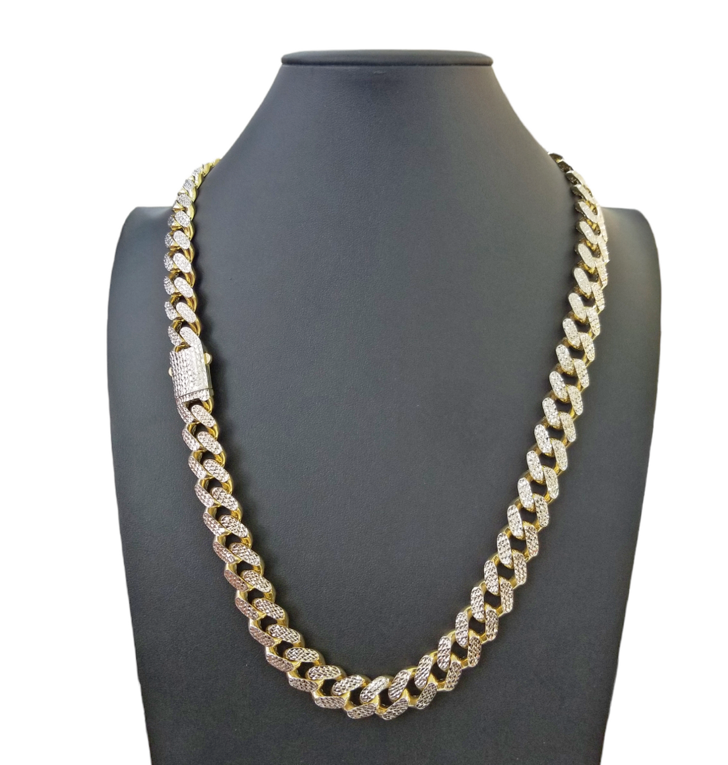 Real 10k Gold 12mm Royal Monaco Chain 25 Inch 9Inch Bracelet Set Diamond Cut