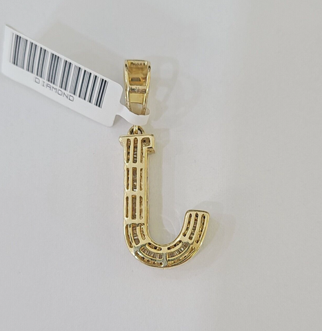 Real 10k Gold Diamond Letter "J" Initial Alphabet Charm/Pendant Yellow Real